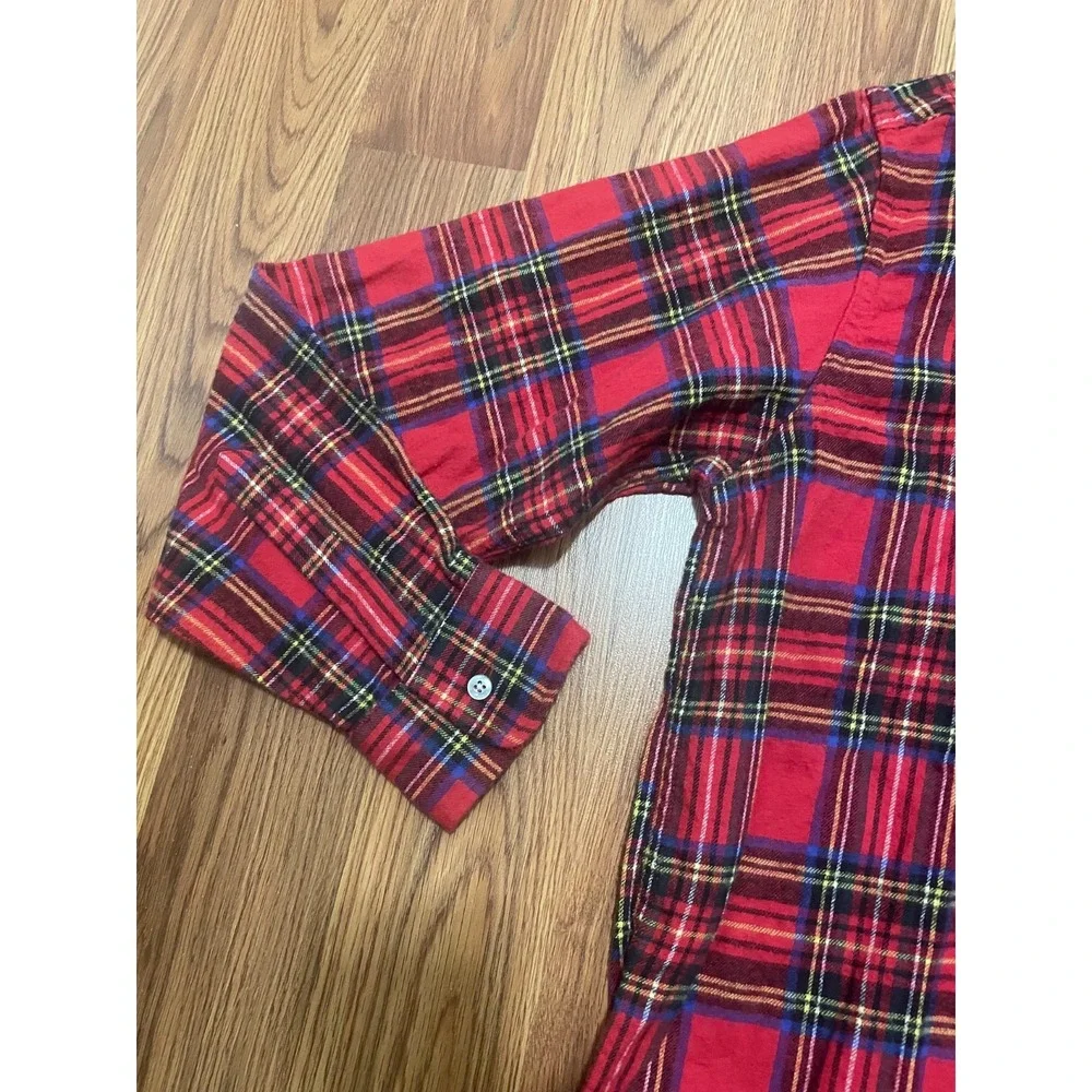 L.L.Bean Flannel Shirt Mens 15.5 34 Red Plaid Made In Canada Cotton
